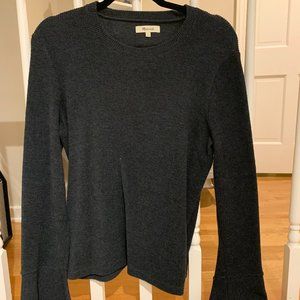 Madewell Ruffle Cuff Ribbed Sweater Bell Sleeve
